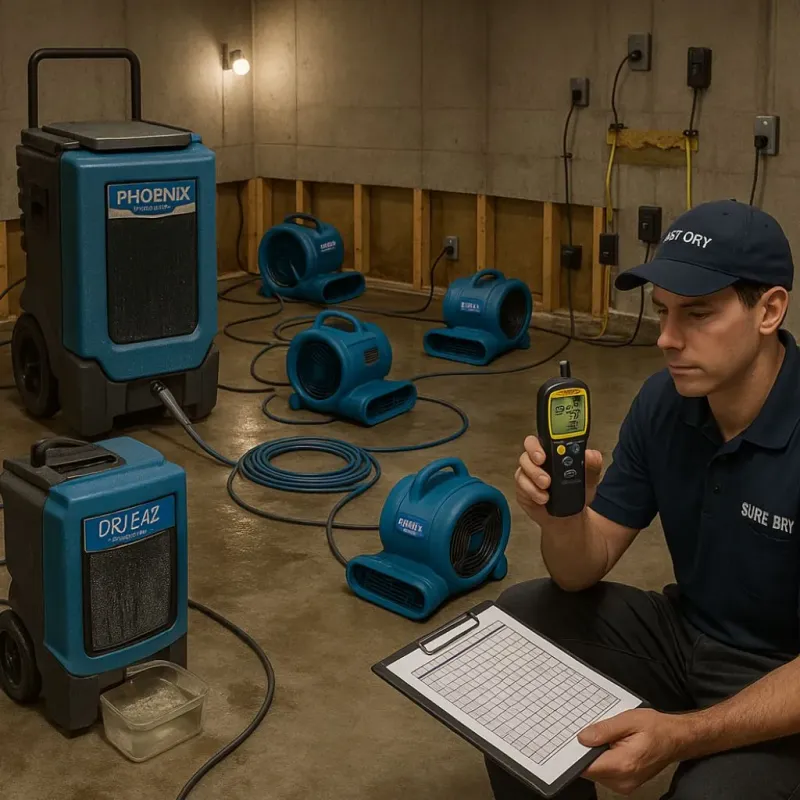 Structural Drying and Dehumidification process in Ellis, KS